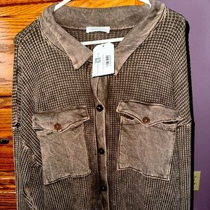 NWT Bucketlist Waffle Knit Shacket Sz M